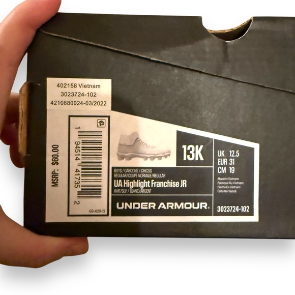 Under Armour Boys‎ Highlight Franchise JR White Football Cleats Sz 13 NEW - Picture 10 of 10